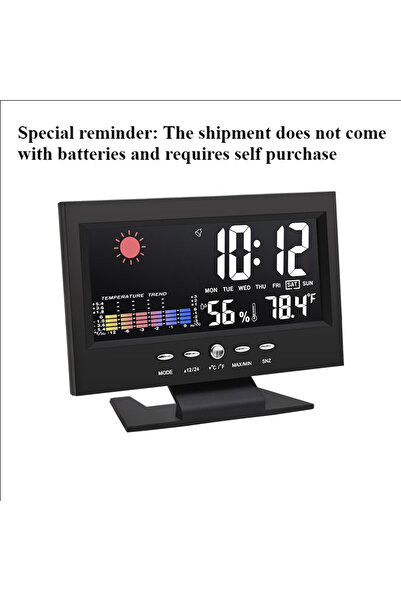 Choice black Electronic Alarm Clk Digital Alarm Clk Weather Station Time Temp...