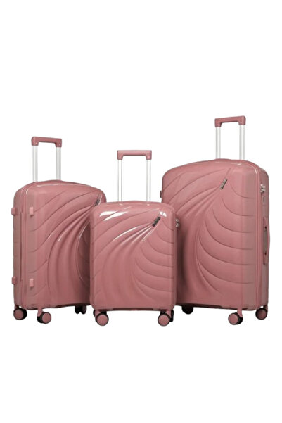 POGAGO Unbreakable 3 Piece PP Luggage Set Hard Shell Suitcase Cabin Medium La...