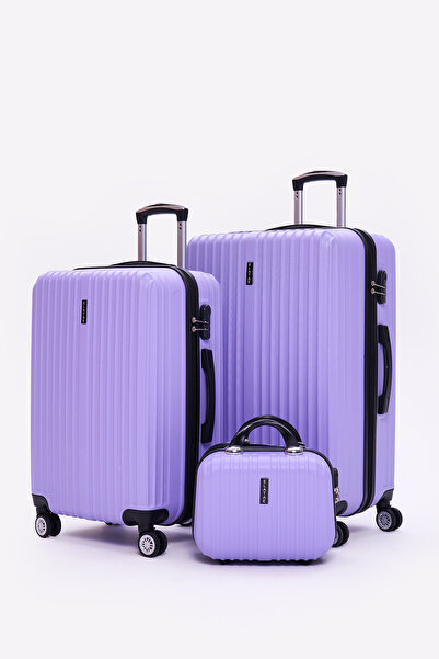 ELATAE 3'lü Valiz Seti Kırılmaz Valiz Büyük - Orta Boy ve Makyaj 1020