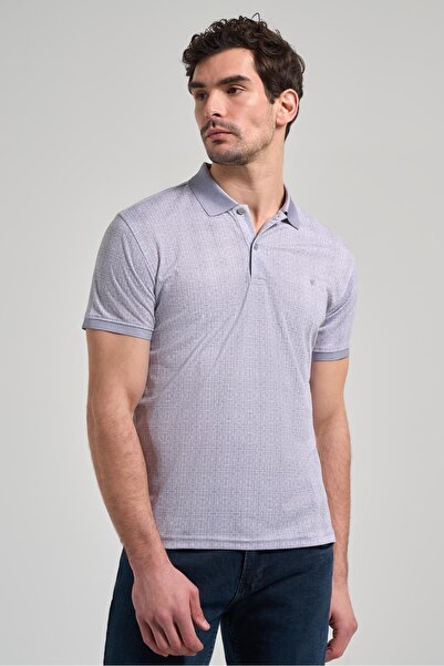 İmza Gray Short Sleeve Printed Pique Polo Collar Pocketless Flexible Casual S...