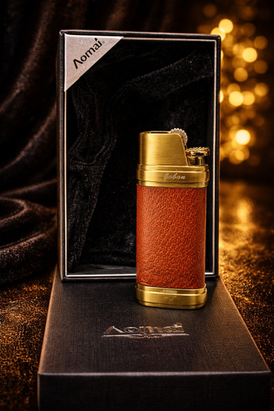 AOMAİ Jobon Lüks Deri Detaylı Taşlı Metal Çakmak – Premium Hediyelik Özel Tas...