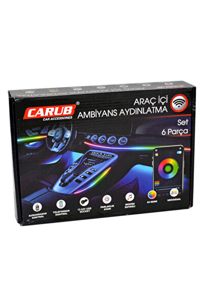 Carub Araç İçi Ambiyans Aydınlatma Wifi Kontrol 12-24V USB 6 Parça BR4625521