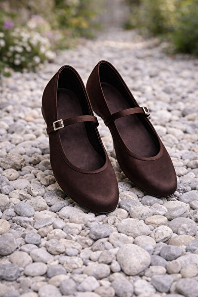 MOON CLOUD Kadın Saten Yuvarlak Burun Tokalı Kadın BABET- AYAKKABI WEDDING-GÜ...