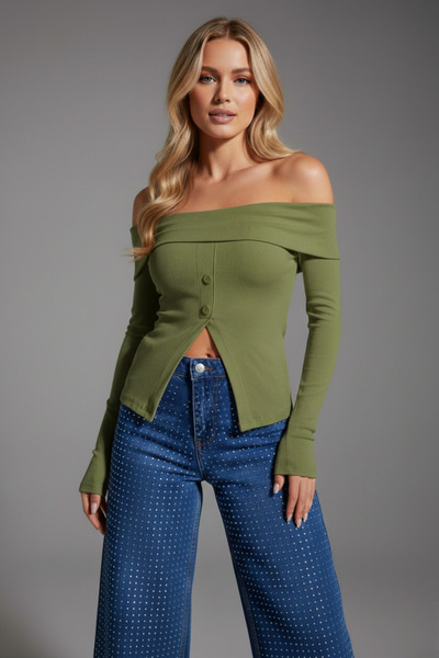 İntive Lingerie Women's Ribbed Long Sleeve Blouse