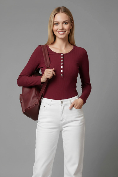 İntive Lingerie Women's Long Sleeve Slim Fit Blouse