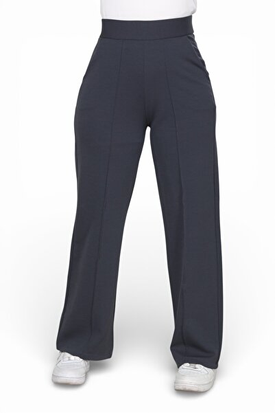 ModaAzen Anthracite Lycra Velcro Closure Women's Palazzo Pants