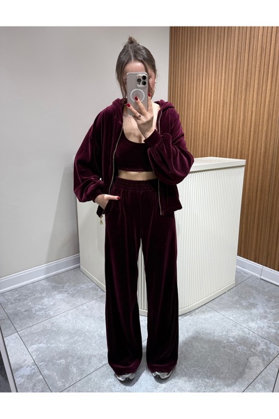 ÖzenButik Kadife Üçlü Takım