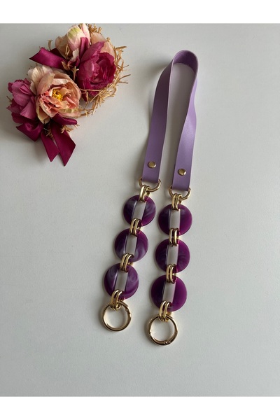 zg hobi aksesuar Acrylic Handles with Faux Leather for Knitted Bags