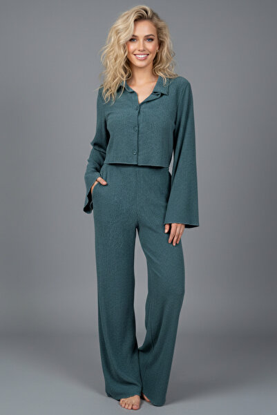 İntive Lingerie Women's Shirt Collar Double Set Suit