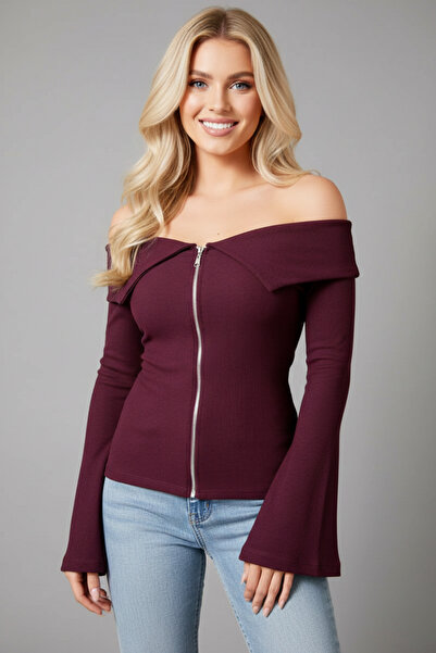 İntive Lingerie Women's Stylish Corded Zipper Blouse