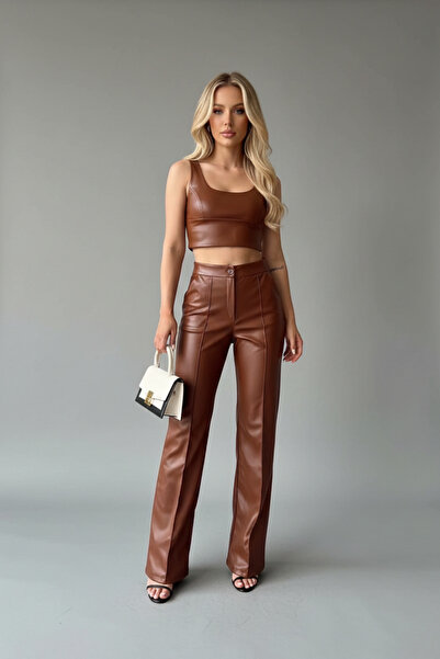 İntive Lingerie Women's Aesthetic Look Leather Trousers