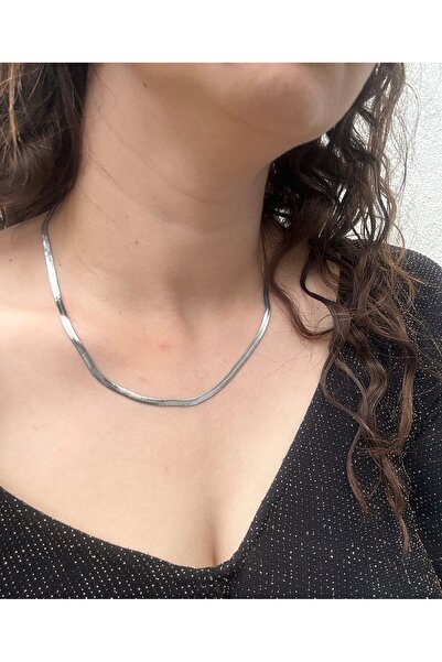 Silver İtalyan Zincir (Yılan Model) Çelik Kolye