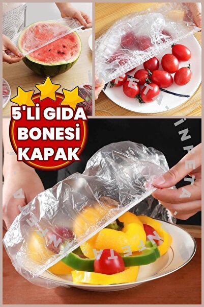 İnfeta 5 Adet Pratik Tazeliği Koruyan Tencere ve Tabak Bonesi Çok Amaçlı Kapa...