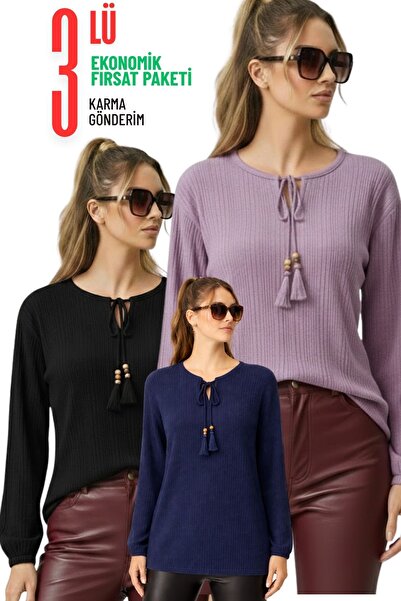 THEBEK Tie-Down Collar |   Hair Weave Twist Fabric |   Long Sleeves |   Women...