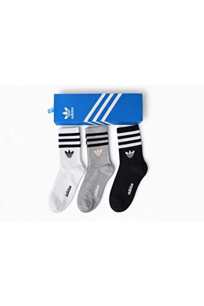 adidas Set of 6 pairs of unisex sports socks, classic Striped design, sizes 3...