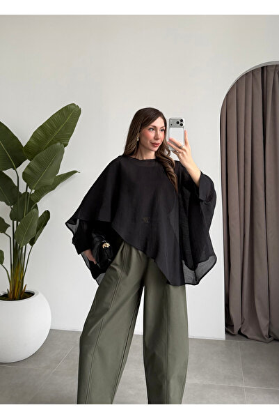 manana fashion Oversize Chiffon Ice with Cape Detail