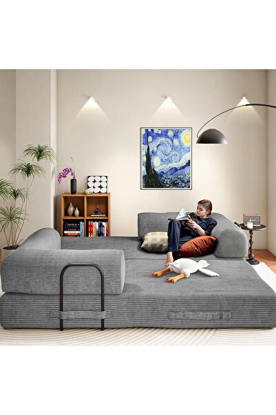 SAHABA 200 Cm Convertible Sleeper Sofa Bed, Folding Floor Mattress Couch with...