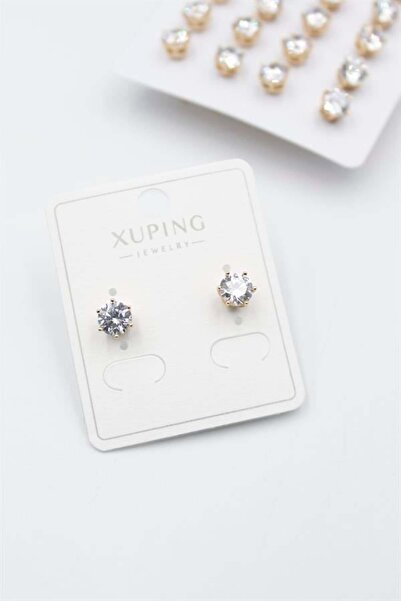 MENESSA حلق سوليتير حجر زركون كبير الحجم - ذهبي