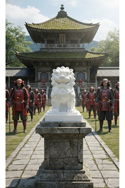 ZEROXO El Yapımı Büyük Çin Aslanı Heykeli - Dekoratif Fu Köpeği Biblo - 30cmx...