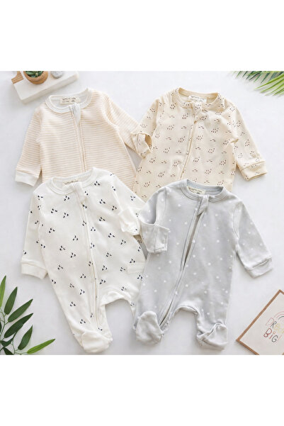 UmBaby 0-3 Ay Yenidoğan 4’lü Tulum Seti Boydan Fermuarlı Ayaklı Bebek Uyku Tu...