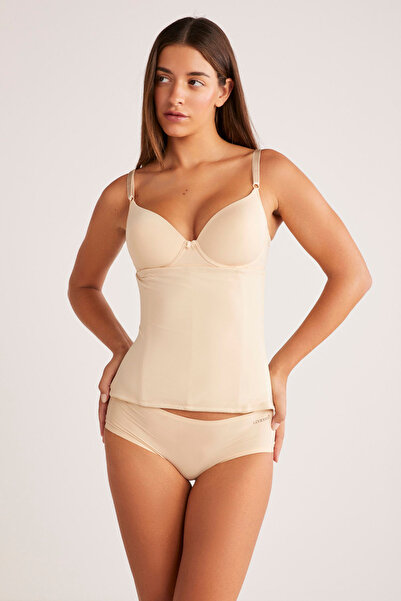 Kom Women's Underwire Shaping Black/Nude Waist Corset (with Socks as a Gift)