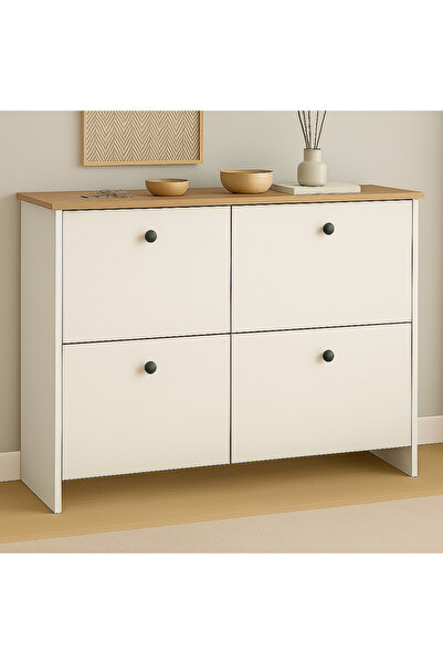 Empressco Renkli ve şık 4 kapaklı ayakkabılık, 4 raflı düzenleyici çözüm