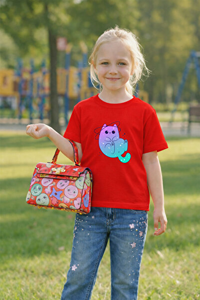 LORVEX Children's Printed T-Shirt Unisex 100% Cotton Comfortable Fit Blue Cat...