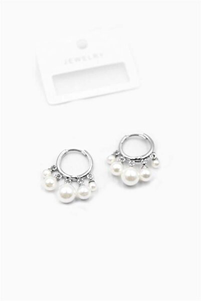 NOVAHAVEN Pearl Dangle Shakira Earrings - Silver