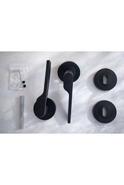 EVEO YUVARLAK ROZETLİ LÜKS SİYAH LEYDİ ODA KAPI KOLU ( 1 KAPIYA GÖRE TAKIM )