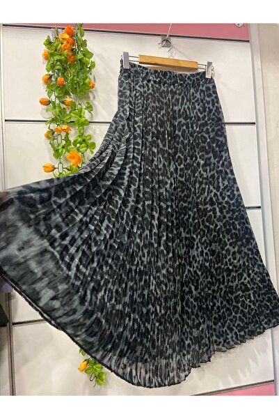edu collection Patterned Chiffon Bell Skirt with Lining