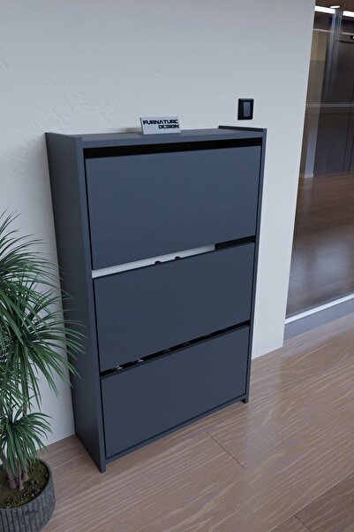 Empressco Düşer Kapaklı Ayakkabılık, Duvara Monte, Kayar Raflı, 3 Kapaklı, An...