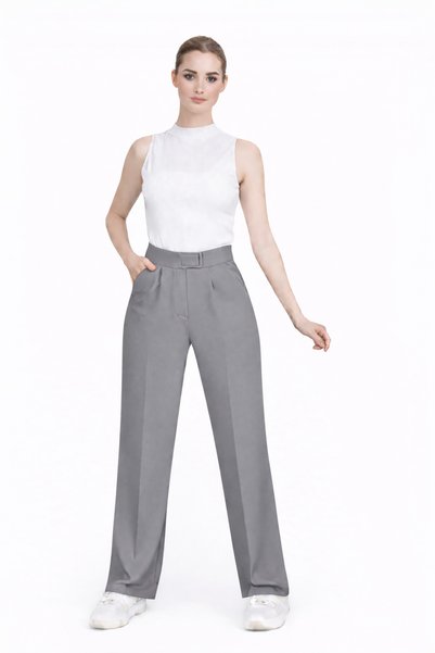 ModaAzen Gray Lycra Velcro Closure Women's Palazzo Pants