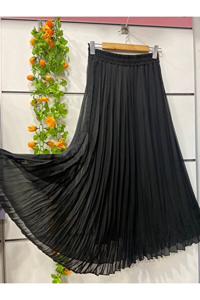 edu collection Chiffon A-Line Skirt Lined Black