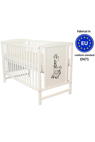 Kidizi Дървено креватче от масив 120x60 см, цвят Bria white, регулируемо на 3...