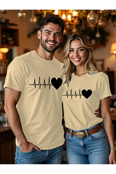 Ciel Lune Heart Rhythm Themed Lover's Combination Couple Tshirt Oversize Unis...