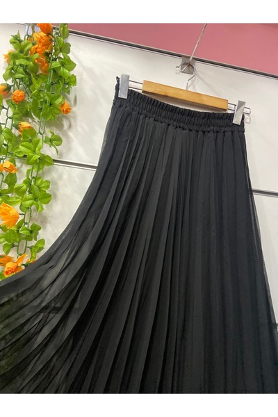 edu collection Chiffon A-Line Skirt Lined Black