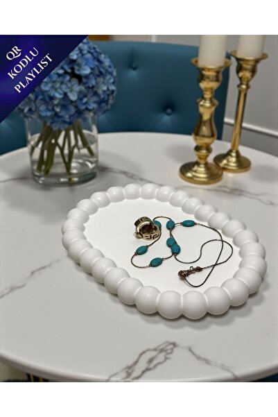 sanse atelıer Decorative Oval Beaded Edge Concrete Plate, Jewelry Plate, Pres...