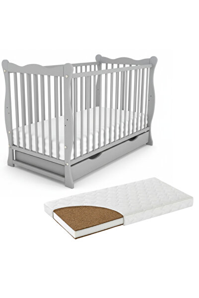 Kidizi Solid wood cot with drawer and lid 120x60 cm Isla gray and LUX coconut...