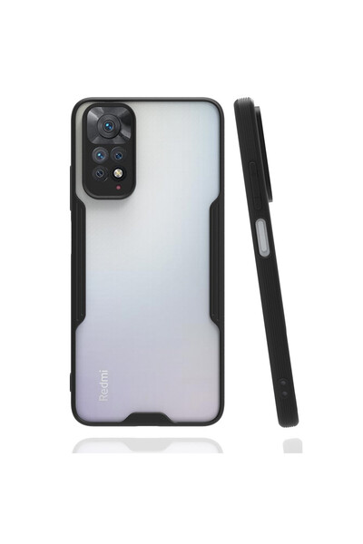 cepmoda REDMI NOTE 11 غطاء خلفي رفيع شفاف غير لامع - جوانب ملونة - أسود