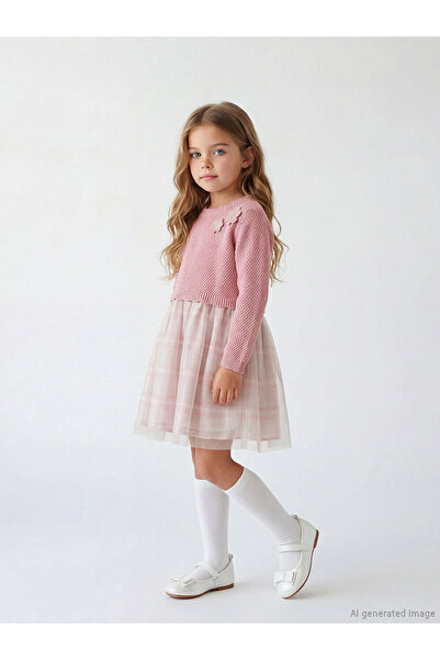 LC Waikiki Ozmarka New Season Crew Neck Floral Girl's Tutu Dress