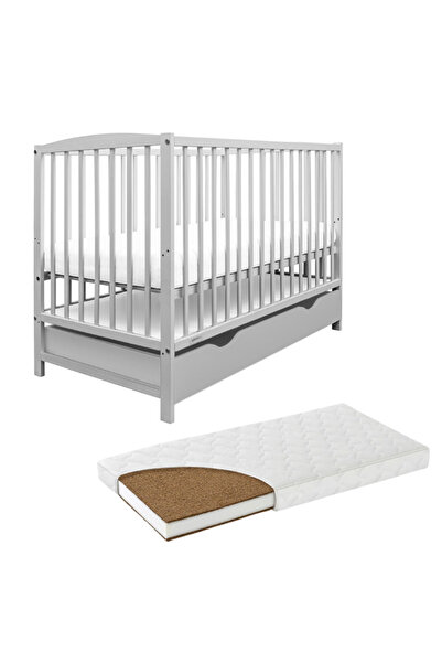 Kidizi Solid wood cot with drawer and lid 120x60 cm Orella gray and LUX cocon...