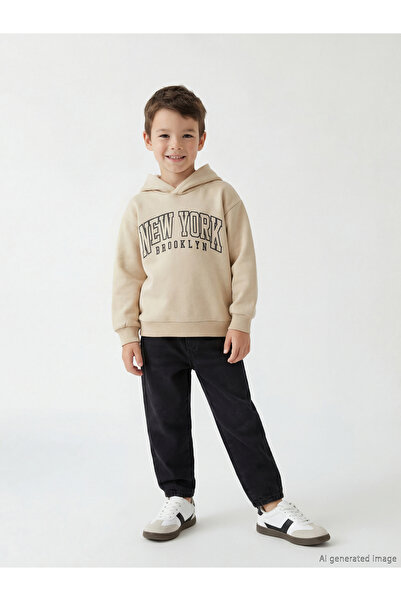 LC Waikiki Черни дънки с еластична талия и свободна кройка за момчета