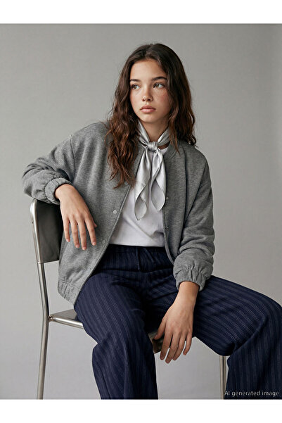 LC Waikiki Anthracite Girls' Thick College Jacket