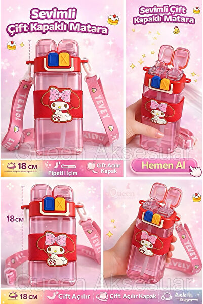 QUEEN AKSESUAR Çift Kapaklı düğmeli sevimli kuromi hello kitty silikon süslü ...