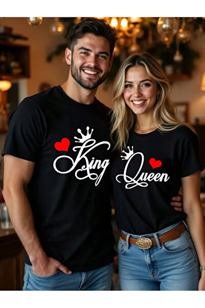 Ciel Lune Lover Combination King Queen Printed Oversize Couple T-Shirt Set Un...