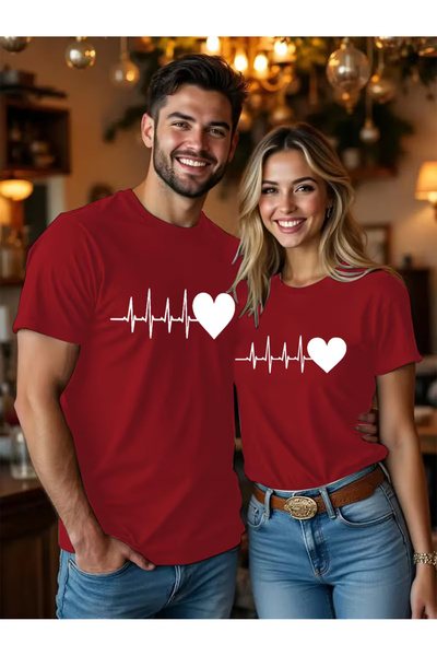 Ciel Lune Heart Rhythm Themed Lover's Combination Couple Tshirt Oversize Unis...