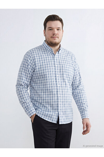 LC Waikiki Ανδρικό πουκάμισο GiyÇık Store den Mavi, καρό, από γαμπαρντίνα, σε...
