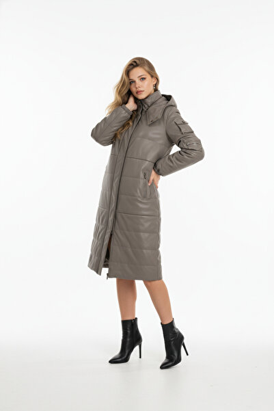 PAOLO FRAMINCO PF-092 KUZU DERİSİ GRİ UZUN DERİ PALTO