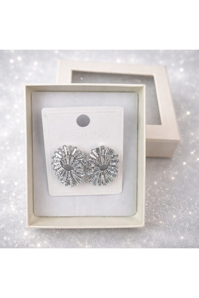 velve Cercei eleganti argintii cu cristale tip raze