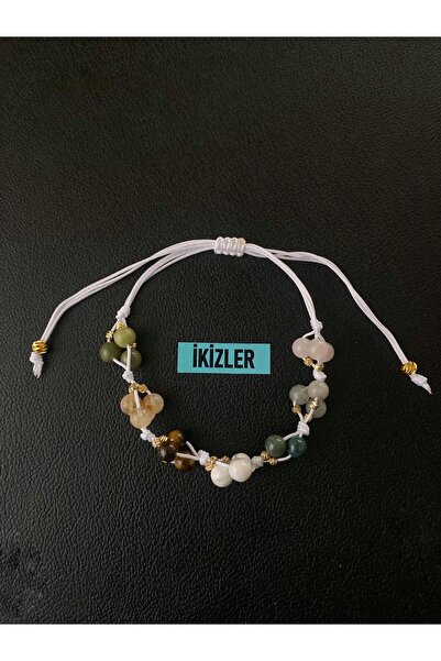 modvina Natural Stone Gemini Zodiac Bracelet Adjustable Drawstring Natural St...